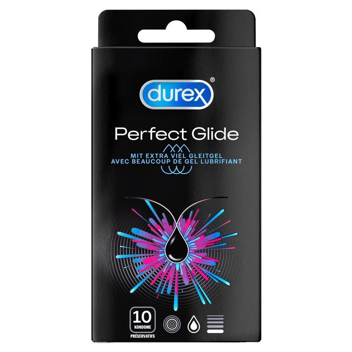 Durex Perfect Glide óvszer, extra síkosítóval, 10 db, szett