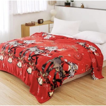 Patura cocolino Mos Craciun , 200x220 cm. rosu alb Patura cocolino Mos Craciun , 200x220 cm. rosu alb