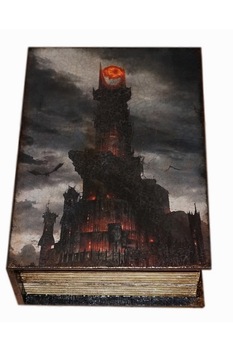 Cutie de bijuterii tip carte decorata si pictata manual prin tehnici mixte, Serena, Lord of the rings, Sauron eye Cutie de bijuterii tip carte decorata si pictata manual prin tehnici mixte, Serena, Lord of the rings, Sauron eye