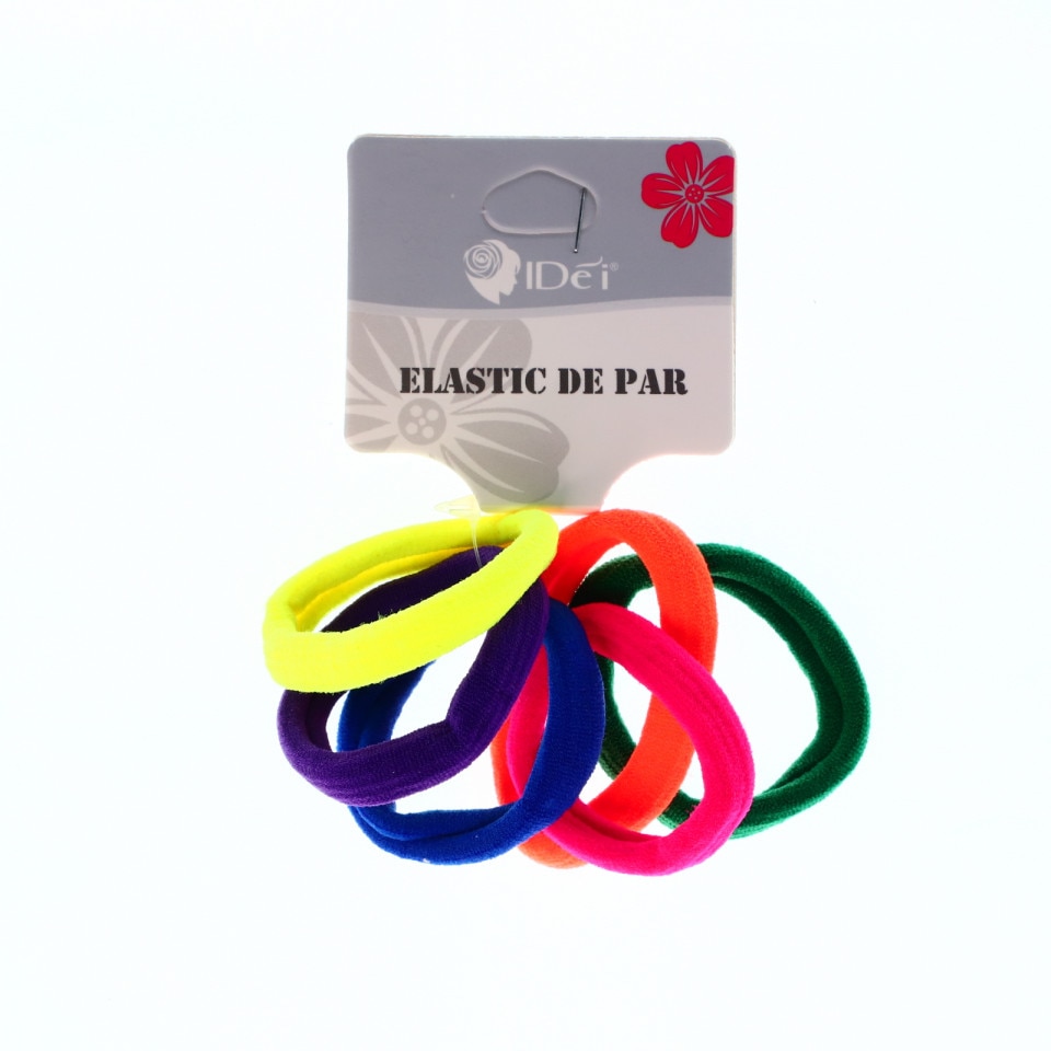 Set 6 buc, Elastice de par, IDei, 4 cm, Multicolor