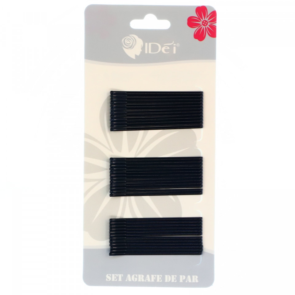 Set 36 buc, Agrafe premium pentru par, IDei, 5.2 cm, Negru