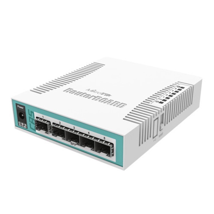 Switch Mikrotik, Cloud Router CRS106-1C-5S, 5x porturi SFP, 1x port combo SFP/RJ45 gigabit, RouterOS L5