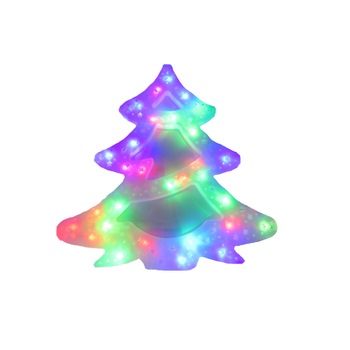 Decoratiune fereastra, Bradut de Craciun, iluminat multicolor, 30 cm Decoratiune fereastra, Bradut de Craciun, iluminat multicolor, 30 cm
