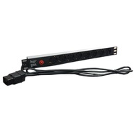 Bara alimentare profesionala PDU rack 19'' din aluminiu LanKATT, cu 8 prize SCHUKO, siguranta 16A si alimentare prin conector C20 (mufa alimentare tip SERVER)