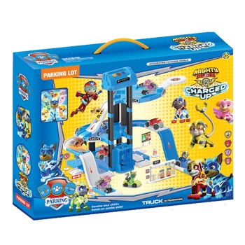 Set parcare pe trei etaje cu patrula catelusilor cu 2 machete, lifit si benzinarie, pentru copii + 3 ani Set parcare pe trei etaje cu patrula catelusilor cu 2 machete, lifit si benzinarie, pentru copii + 3 ani