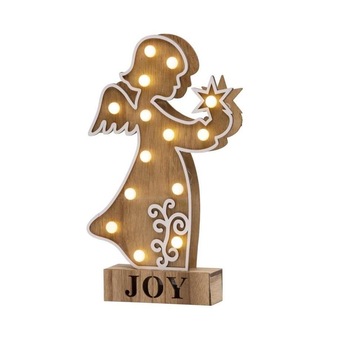 Decoratiune Craciun, inger, lemn, LED, 2xAA, 19x33 cm Decoratiune Craciun, inger, lemn, LED, 2xAA, 19x33 cm