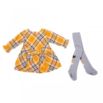Rochie denim Babybol fete, 10159-3L, jeans combinat cu fusta jersey, bumbac, alb/denim, Galben/Gri Rochie denim Babybol fete, 10159-3L, jeans combinat cu fusta jersey, bumbac, alb/denim, Galben/Gri