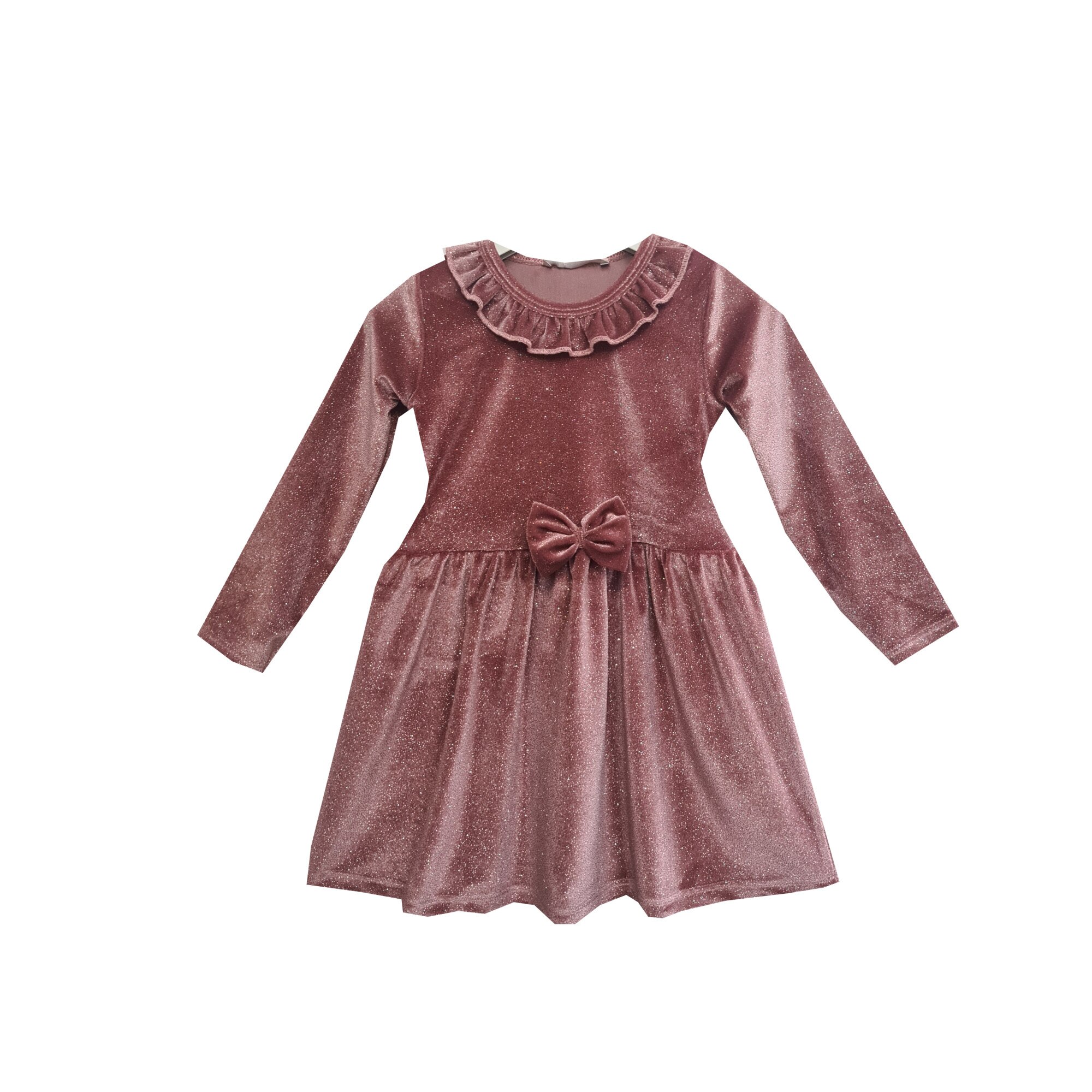 Rochie fete, Catifea efect gliter, Roz prafuit