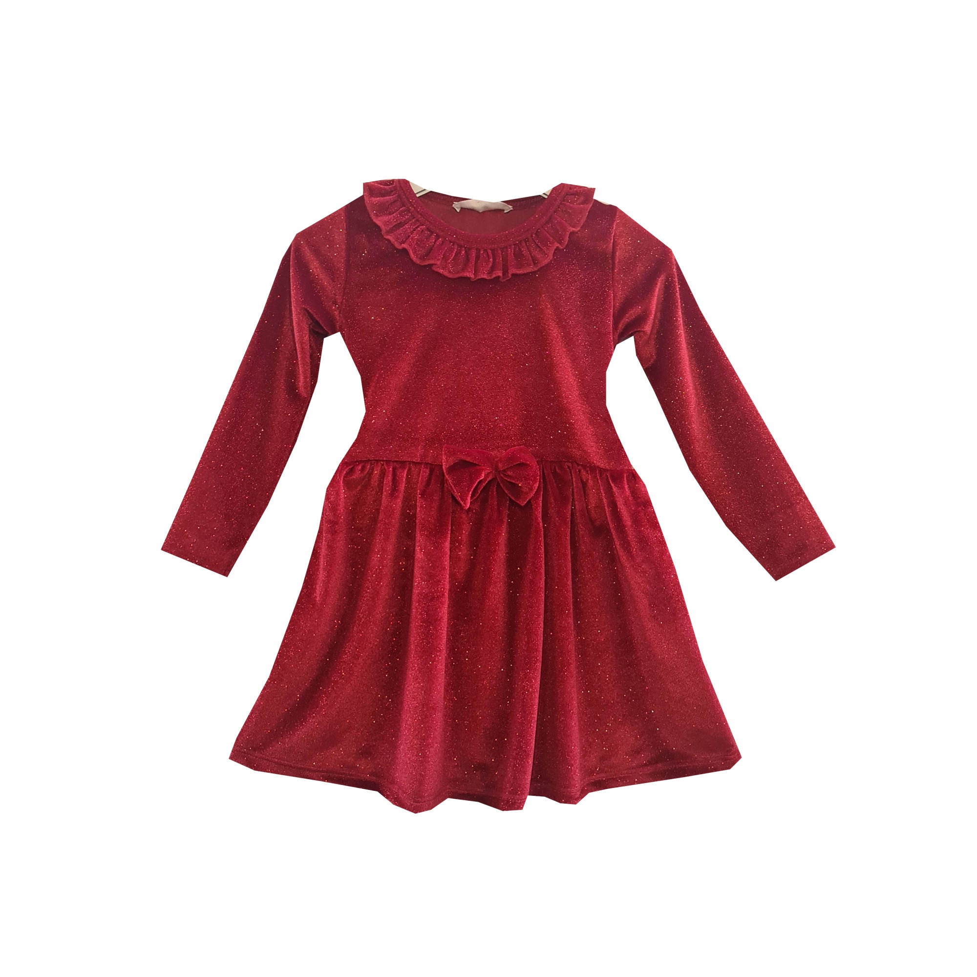 Rochie fete, Catifea efect gliter, Rosu