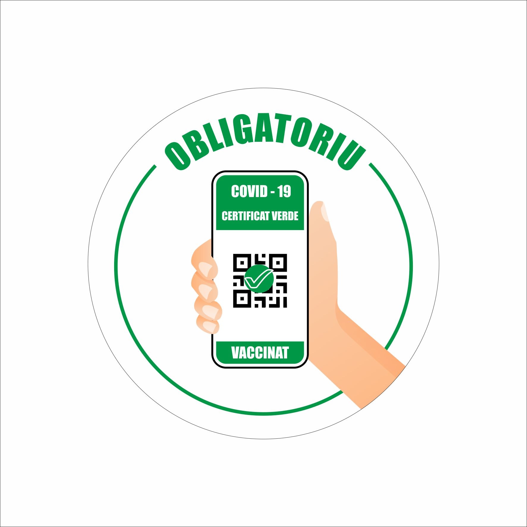 Set 8 stickere, Orafol, Certificat verde obligatoru, 20cm