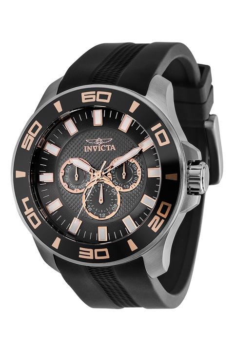 Invicta, Иноксов часовник с кварц и силиконова каишка, Черен