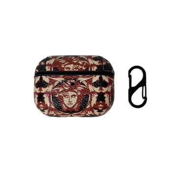 Husa cu model pentru Apple AirPods Pro, din piele, Maro-Negru Husa cu model pentru Apple AirPods Pro, din piele, Maro-Negru