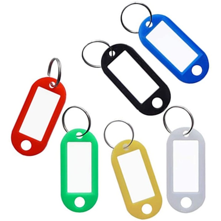 Комплект от 6 разноцветни ключодържателя с етикет за ключове
