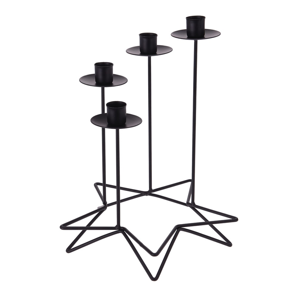 Suport pentru lumanari, forma de stea, negru, 23x30 cm, Koopman