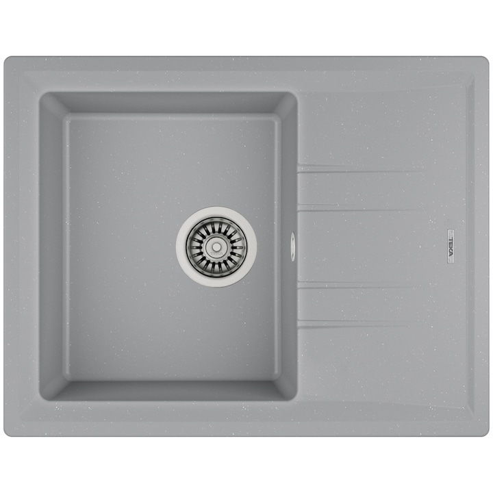Кухненска мивка Teka STONE 45 S-TG, 650 x 510, Сив металик, Гранитна, За вграждане, Обръщаема, за шкаф 45 см