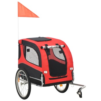 Remorca de bicicleta pentru caini, rosu si negru 91765 Remorca de bicicleta pentru caini, rosu si negru 91765