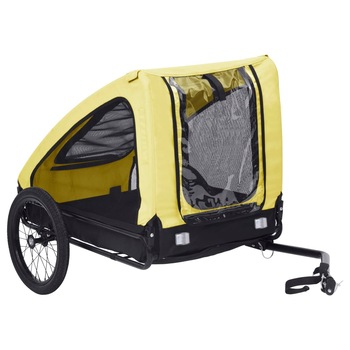 Remorca de bicicleta pentru animale de companie, galben & negru 92596 Remorca de bicicleta pentru animale de companie, galben & negru 92596