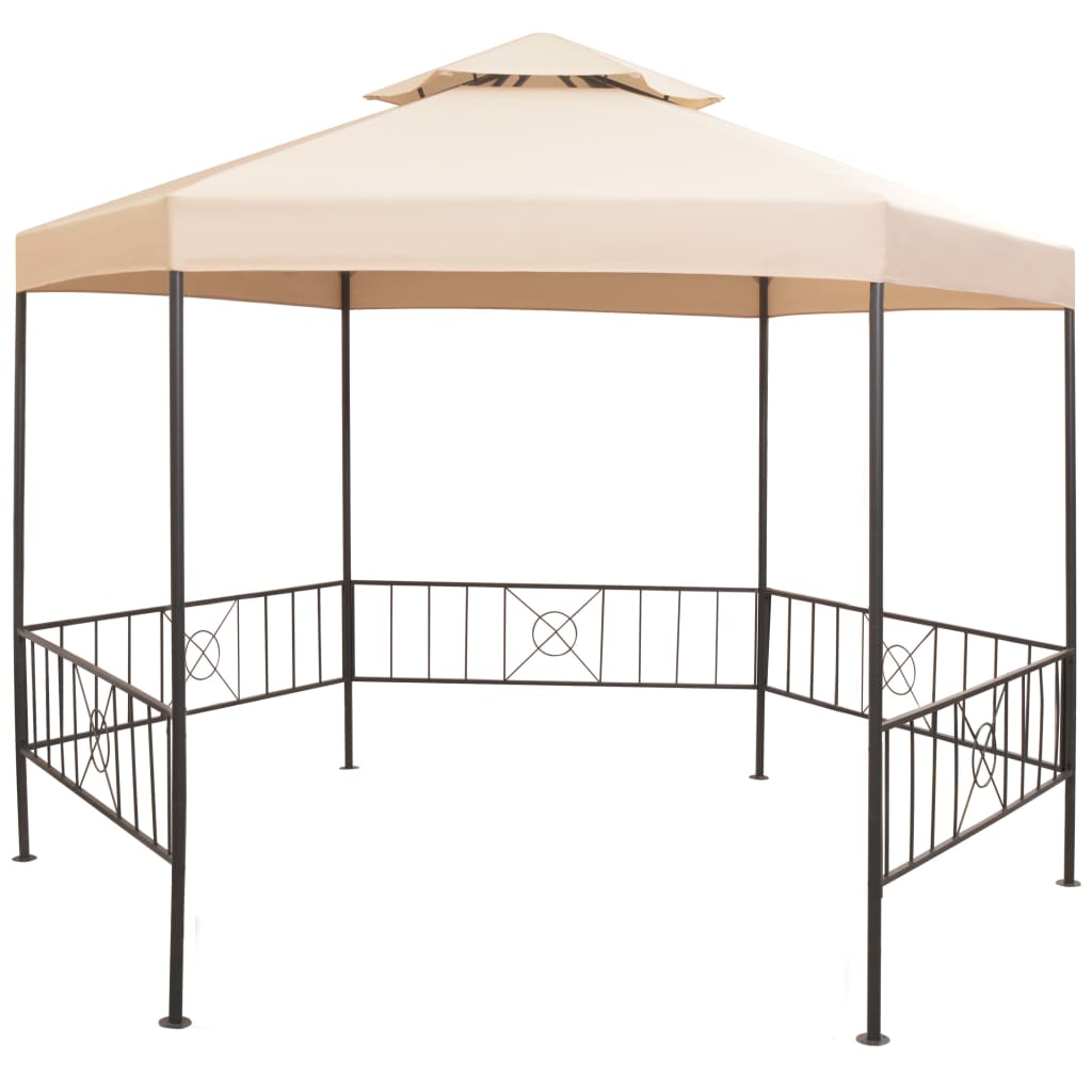 Pavilion marchiza de gradina, cort, hexagonal, 323x265 cm, bej 43165