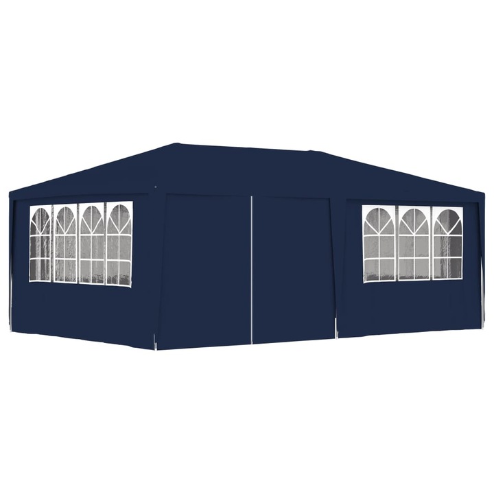 Професионална парти шатра със стени vidaXL, 4x6 м, синя, 90 г/м²