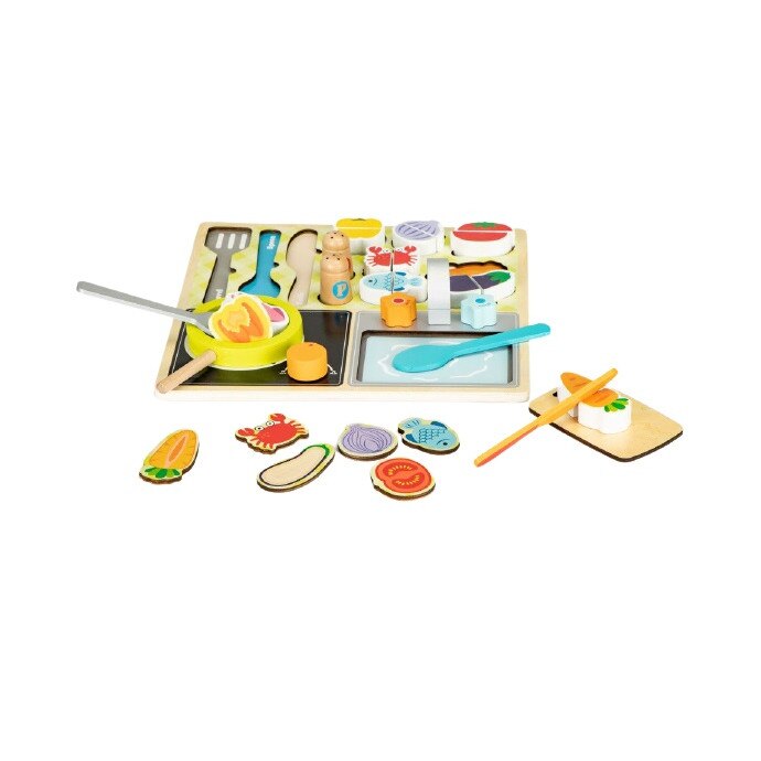 Set din lemn pentru gatit, legume si fructe de mare, Isp, 30x30 cm