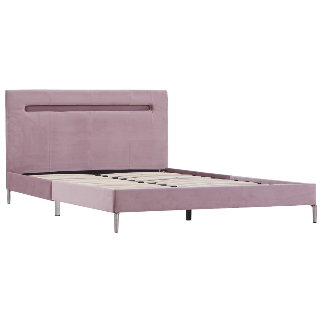 Cadru de pat cu LED-uri, roz, 120 x 200 cm, material textil 280977