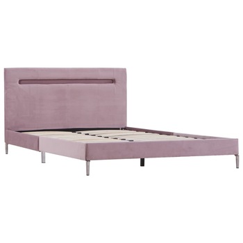 Cadru de pat cu LED-uri, roz, 120 x 200 cm, material textil 280977 Cadru de pat cu LED-uri, roz, 120 x 200 cm, material textil 280977