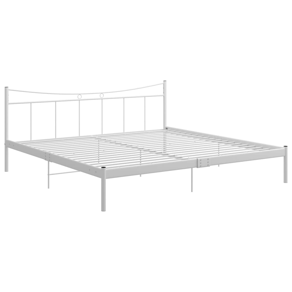 Cadru de pat, alb, 200x200 cm, metal si placaj 324811