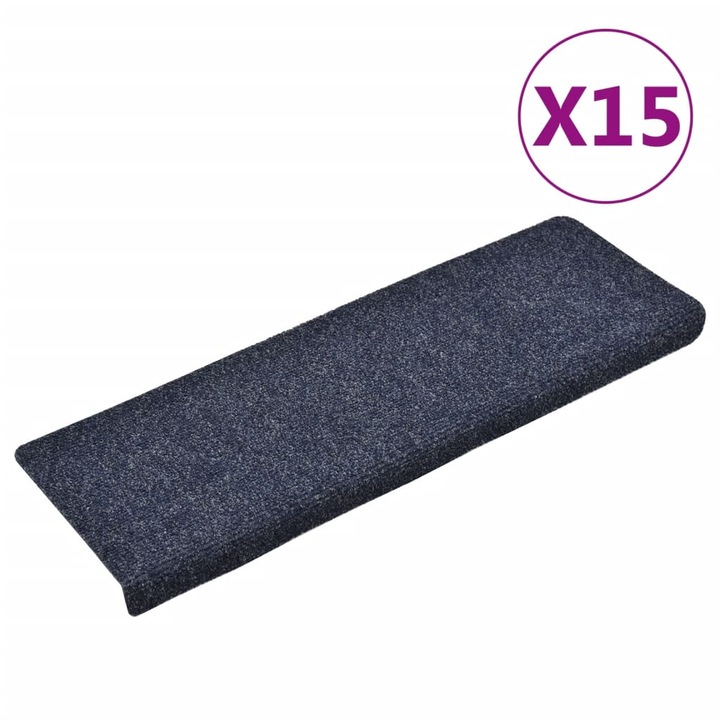 Covorase de scari cusatura punch vidaXL, 15 buc., albastru, 65x21x4 cm, 3 Kg