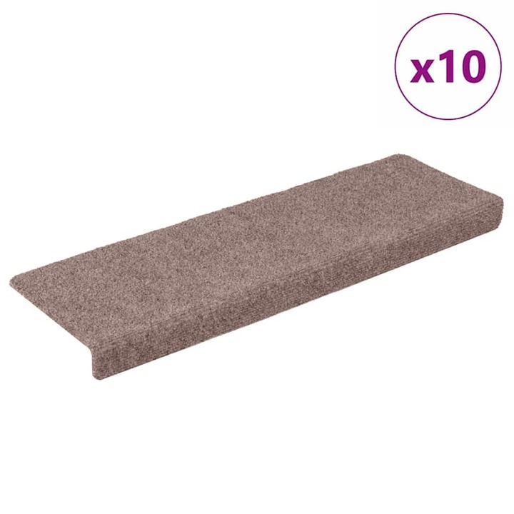 vidaXL 10 db krém tűlyukasztott lépcsőszőnyeg 65x21x4 cm 149723