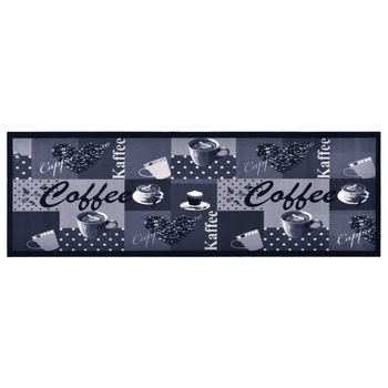 Covoras de bucatarie lavabil, albastru, 60x300 cm, model cafea 315969 Covoras de bucatarie lavabil, albastru, 60x300 cm, model cafea 315969