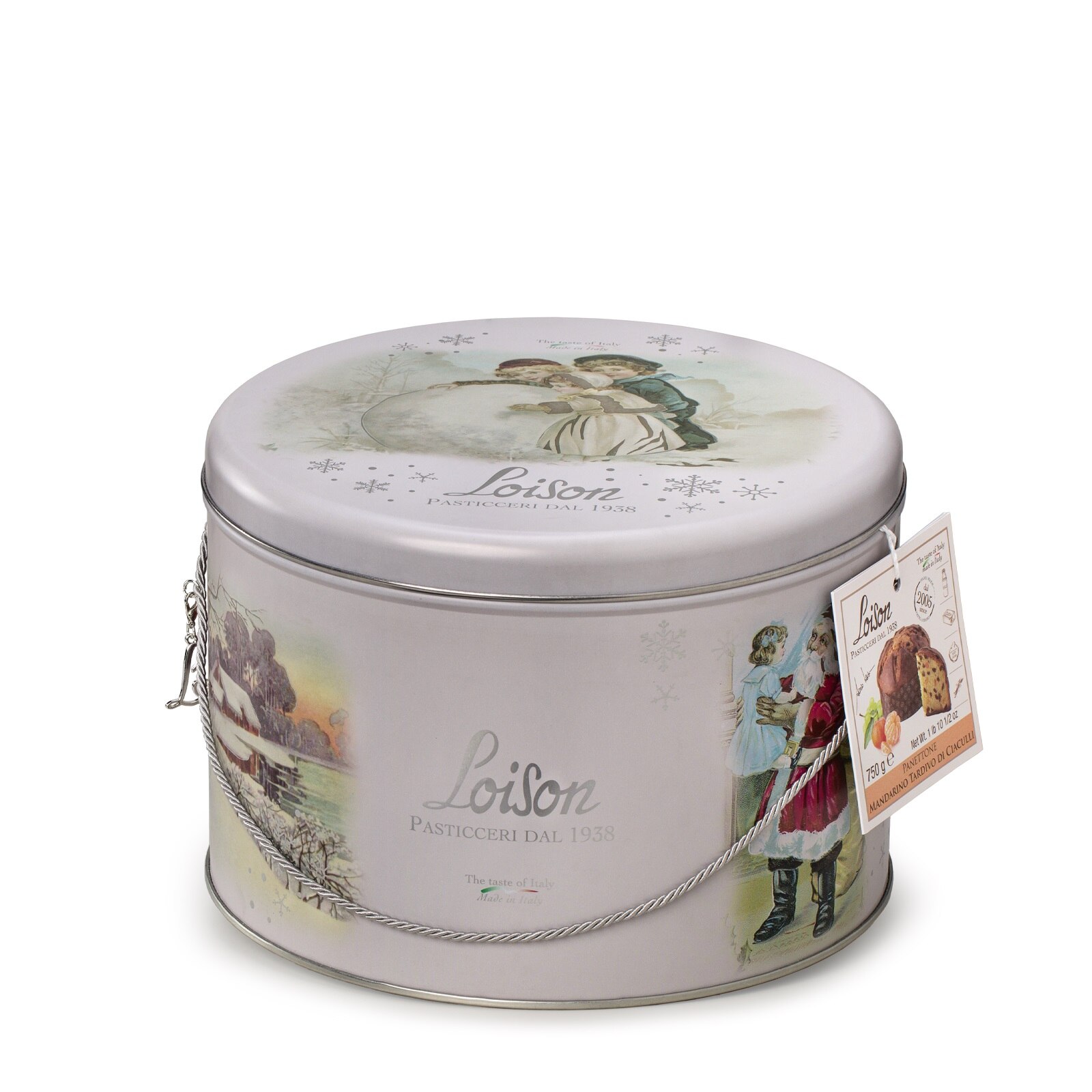 Panettone Loison Craciun cu mandarine si stafide in cutie metalica 750 g