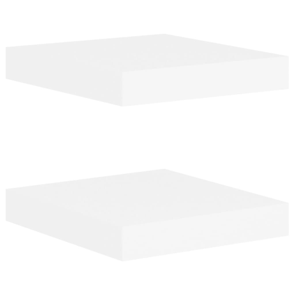 Set rafturi perete suspendate 2 buc alb/stejar 23x23,5x3,8 cm MDF 326568
