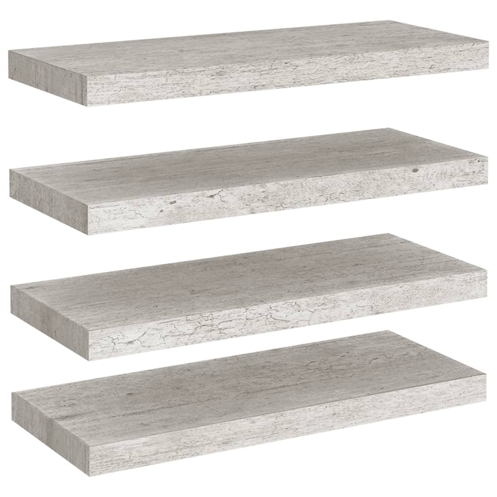 Set rafturi de perete, 4 buc, gri beton, 60x23,5x3,8 cm, MDF 326599