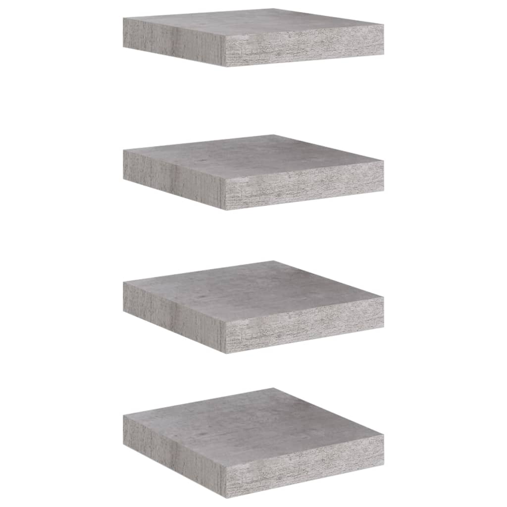 Set rafturi perete suspendate 4 buc gri beton 23x23,5x3,8 cm MDF 326590