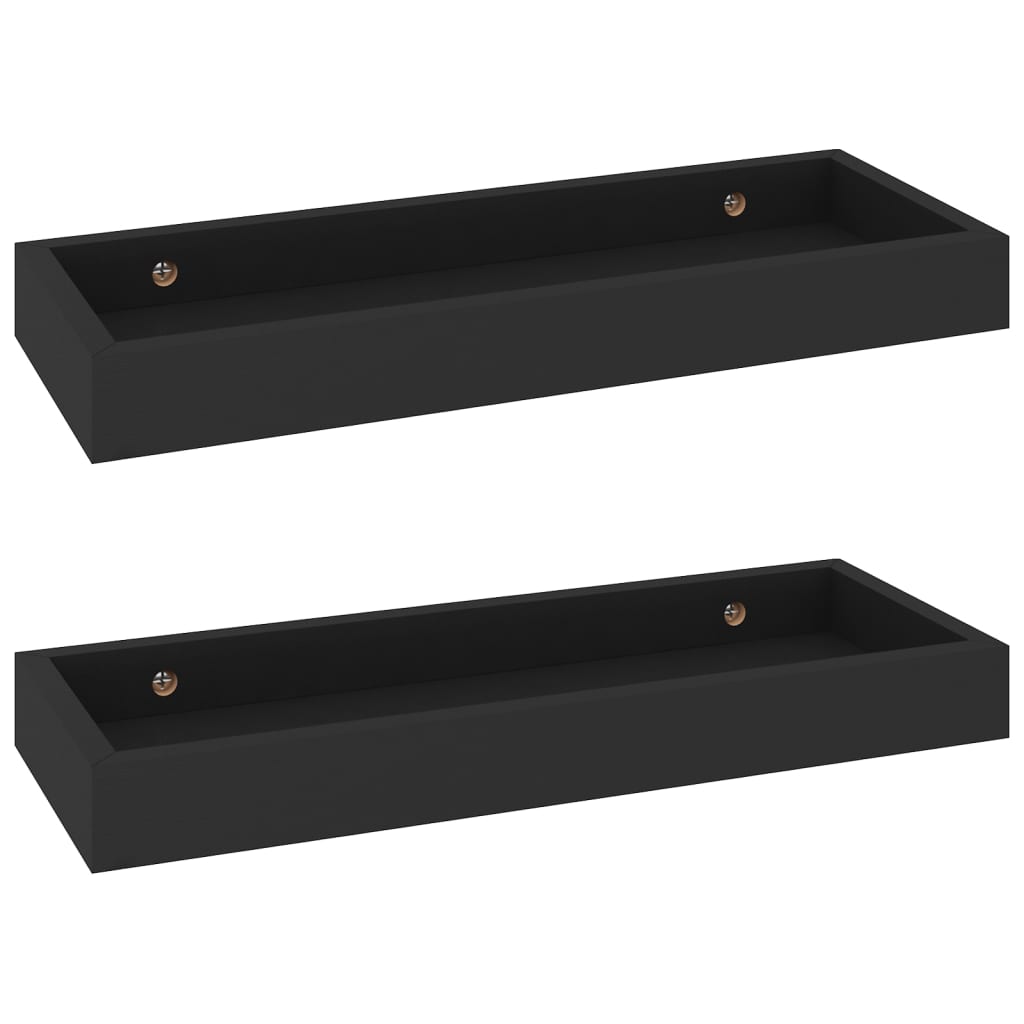 Set rafturi de perete Loggia, 2 buc negru, 40x15x4 cm, MDF 330201