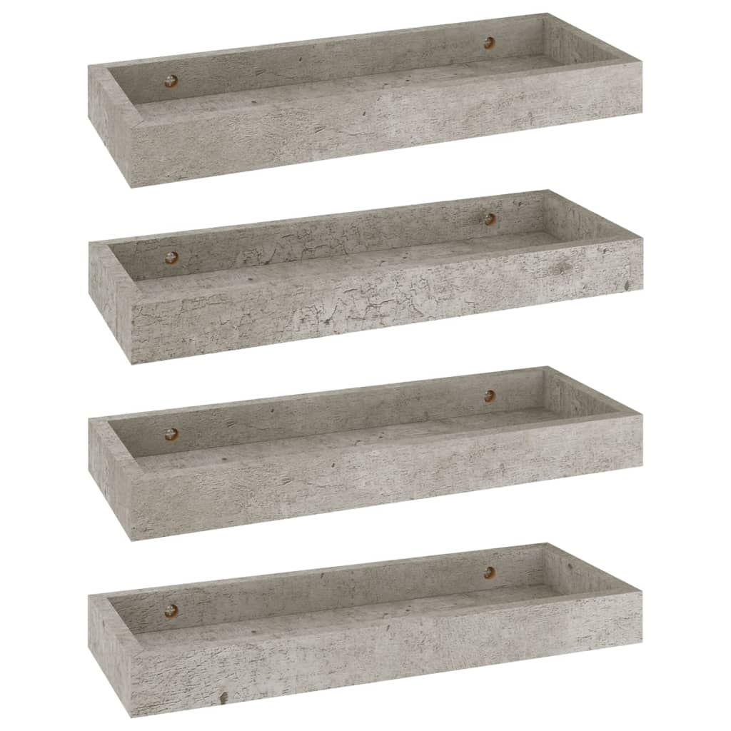 Set rafturi de perete Loggia, 4 buc, gri beton, 40x15x4 cm, MDF 330210