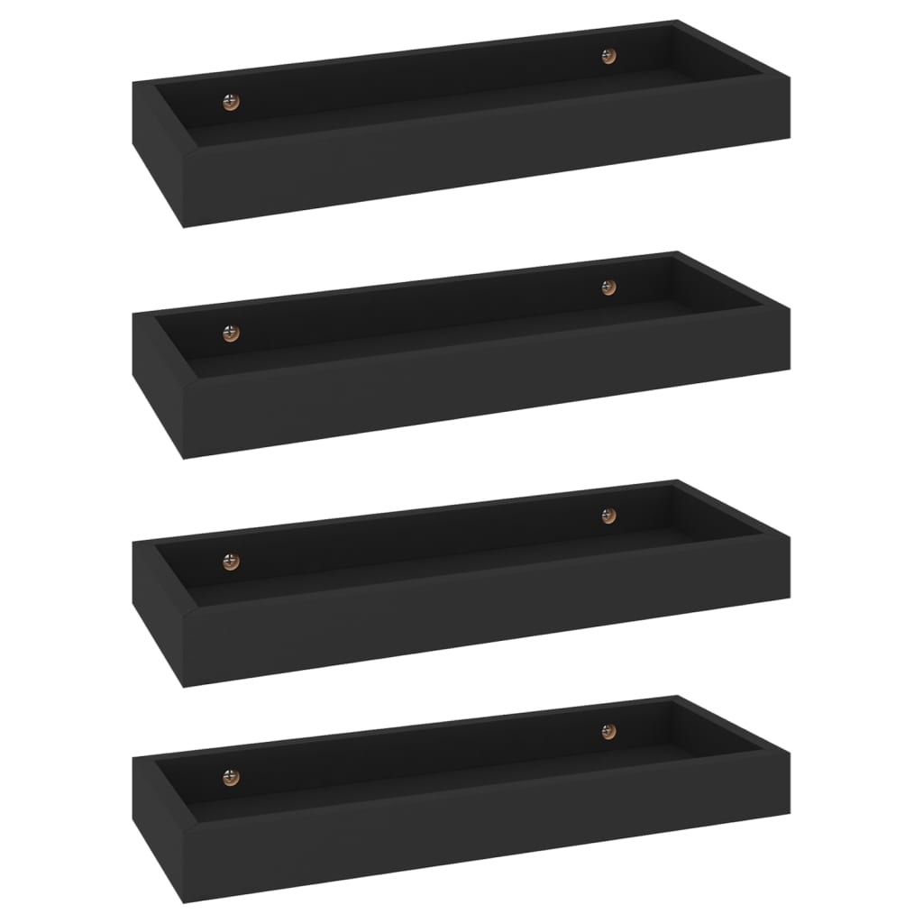 Set rafturi de perete Loggia, 4 buc negru, 40x15x4 cm, MDF 330202