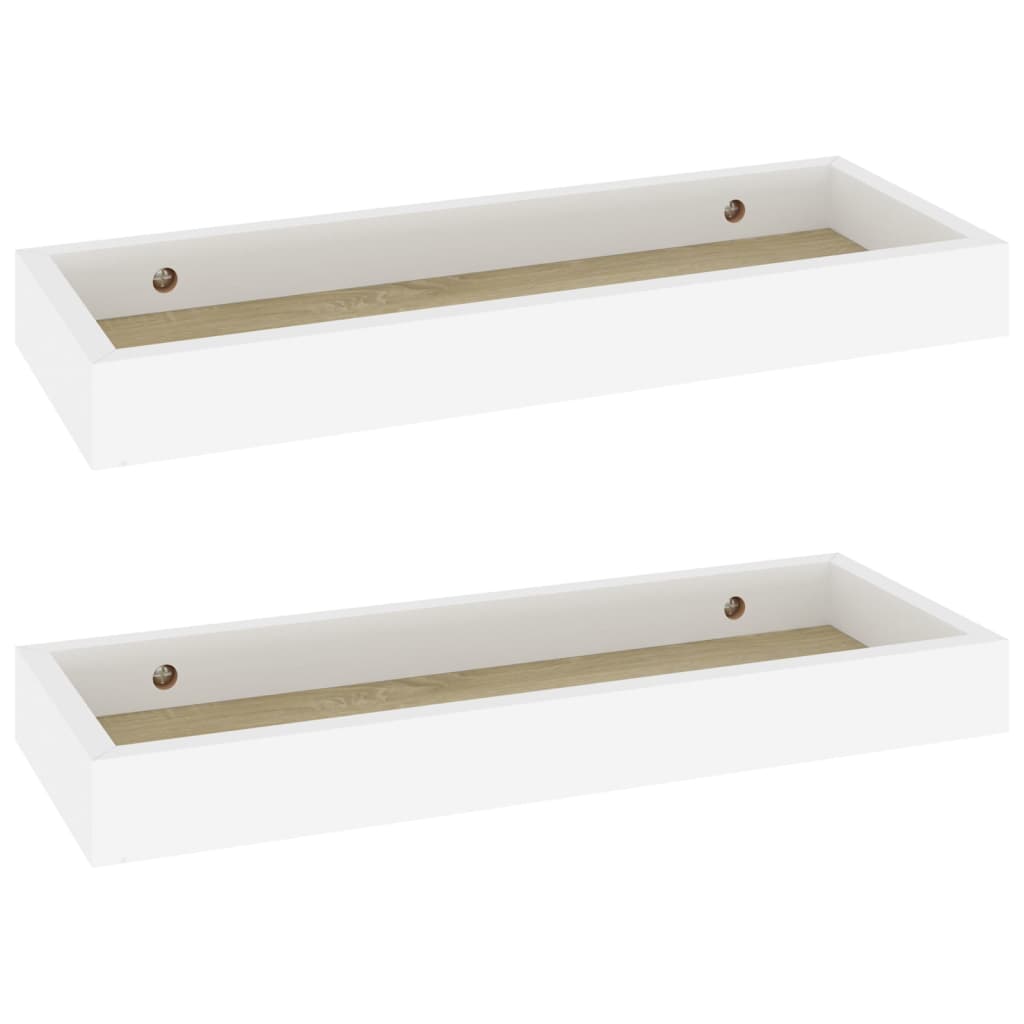 Set rafturi de perete Loggia, 2 buc, stejar si alb, 40x15x4 cm MDF 330207