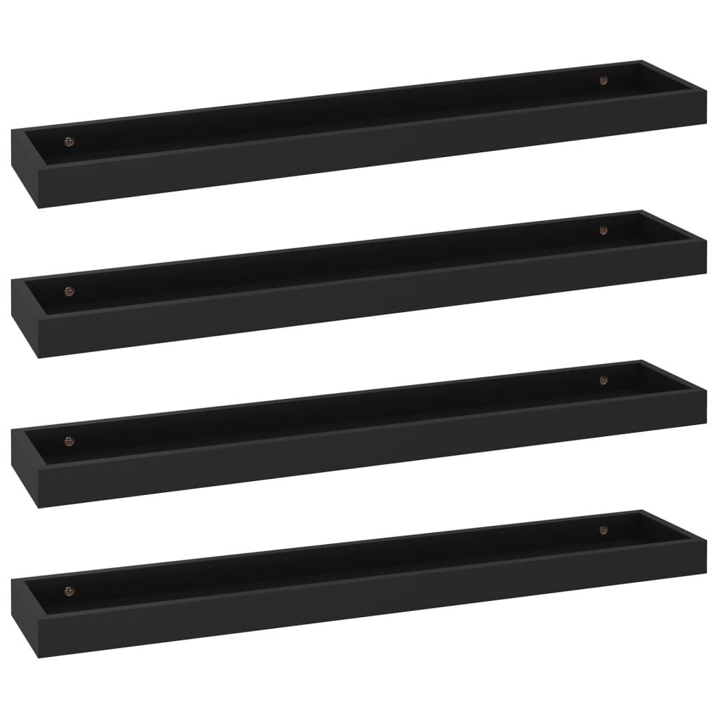 Set rafturi de perete Loggia, 4 buc, negru, 80x15x4 cm, MDF 330230