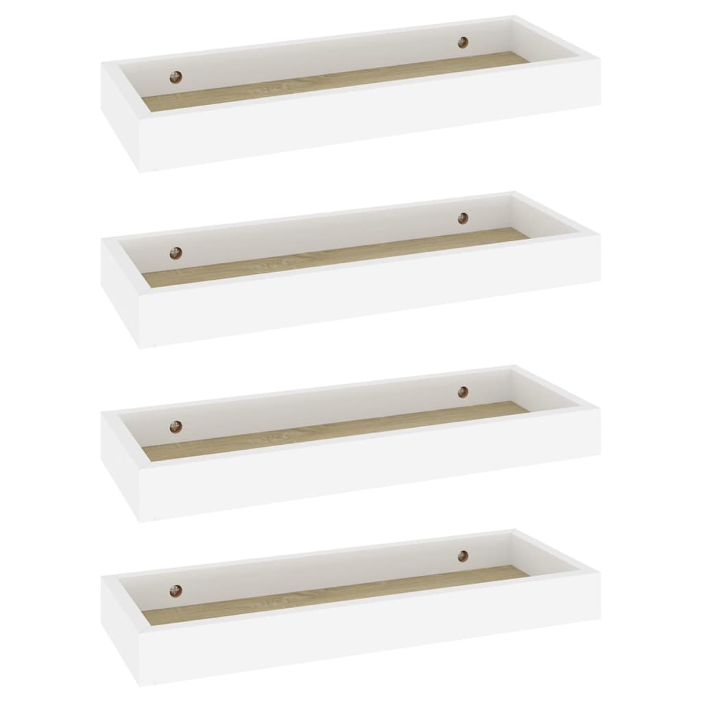 Set rafturi de perete Loggia, 4 buc, stejar si alb, 40x15x4 cm MDF 330208