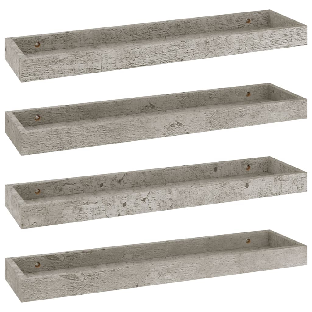 Set rafturi de perete Loggia, 4 buc, gri beton, 60x15x4 cm, MDF 330224