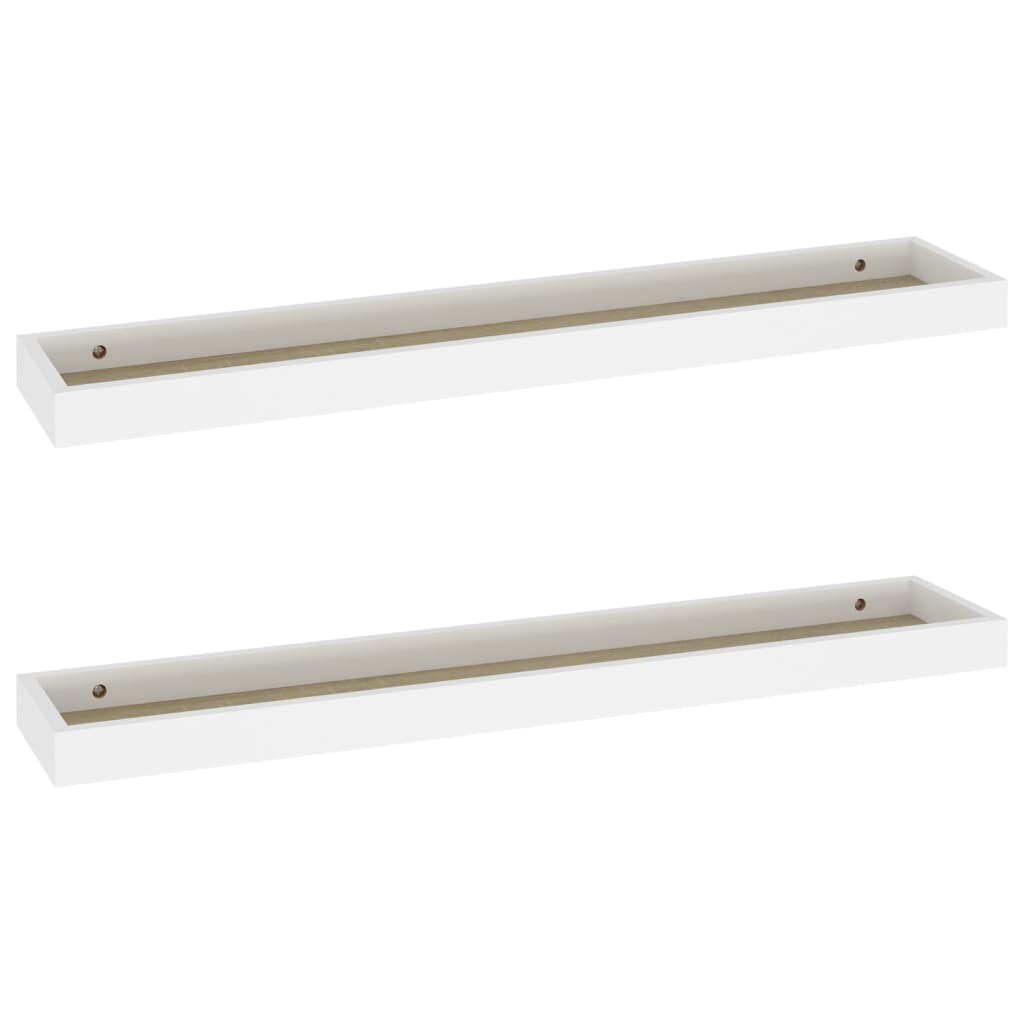 Set rafturi de perete Loggia, 2 buc alb si stejar, 80x15x4 cm MDF 330235