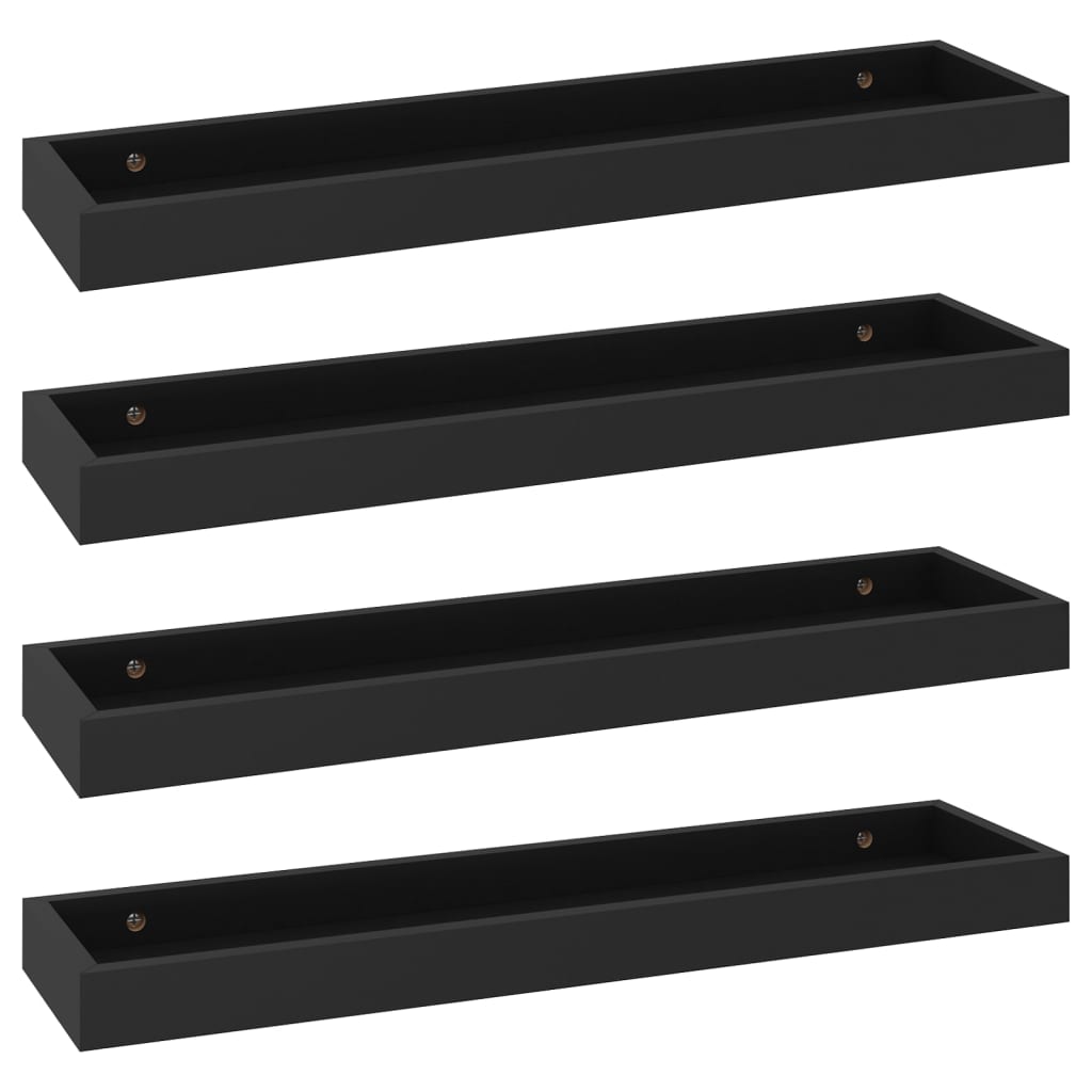 Set rafturi de perete Loggia, 4 buc negru, 60x15x4 cm, MDF 330216