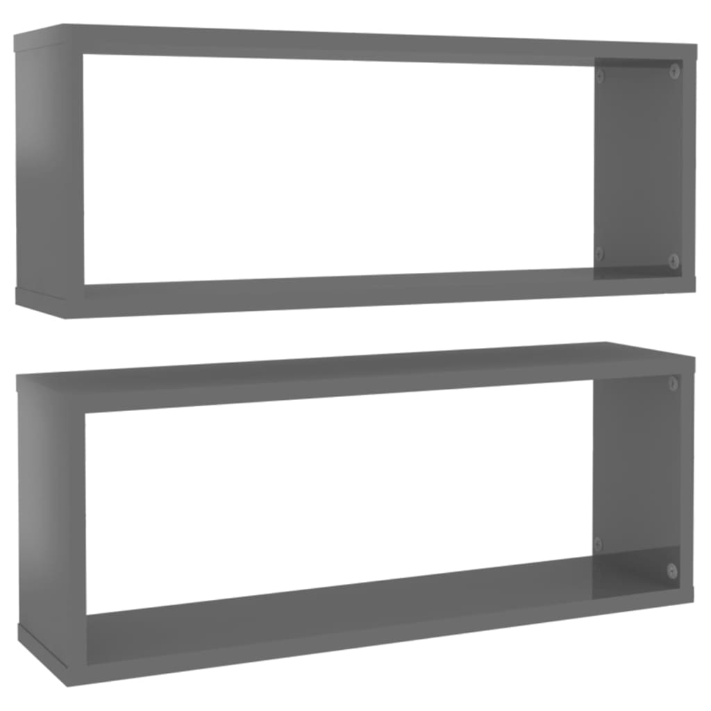 Set rafturi de perete, 2 buc, gri extralucios, 60x15x23 cm, PAL 807157