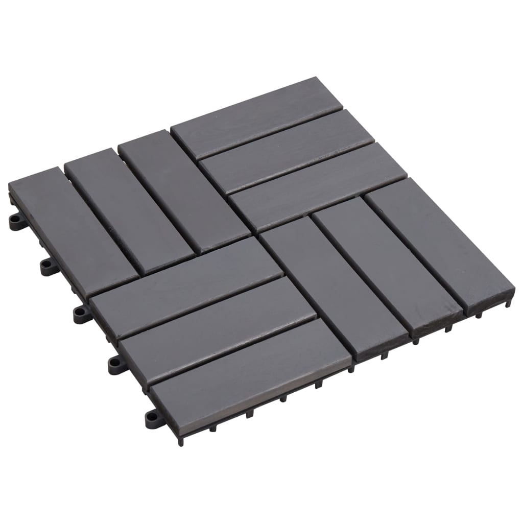 Set placi pardoseala, 10 buc, gri, 30x30 cm, lemn masiv de acacia 46587