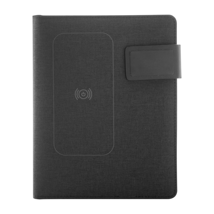 Mapa documente din poliester 600D cu power bank de 4000 mAh, cu flash drive de 16 GB, Cu cablu incarcator USB