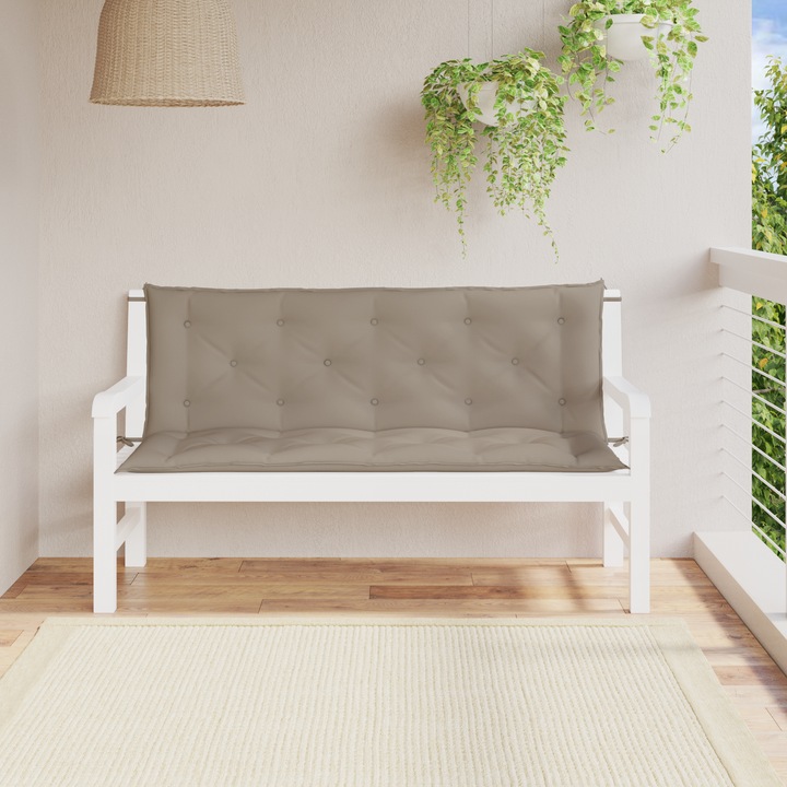 Възглавница за градинска пейка vidaXL, таупе, 150x(50+50)x7 см, оксфорд, 2.9 Kg