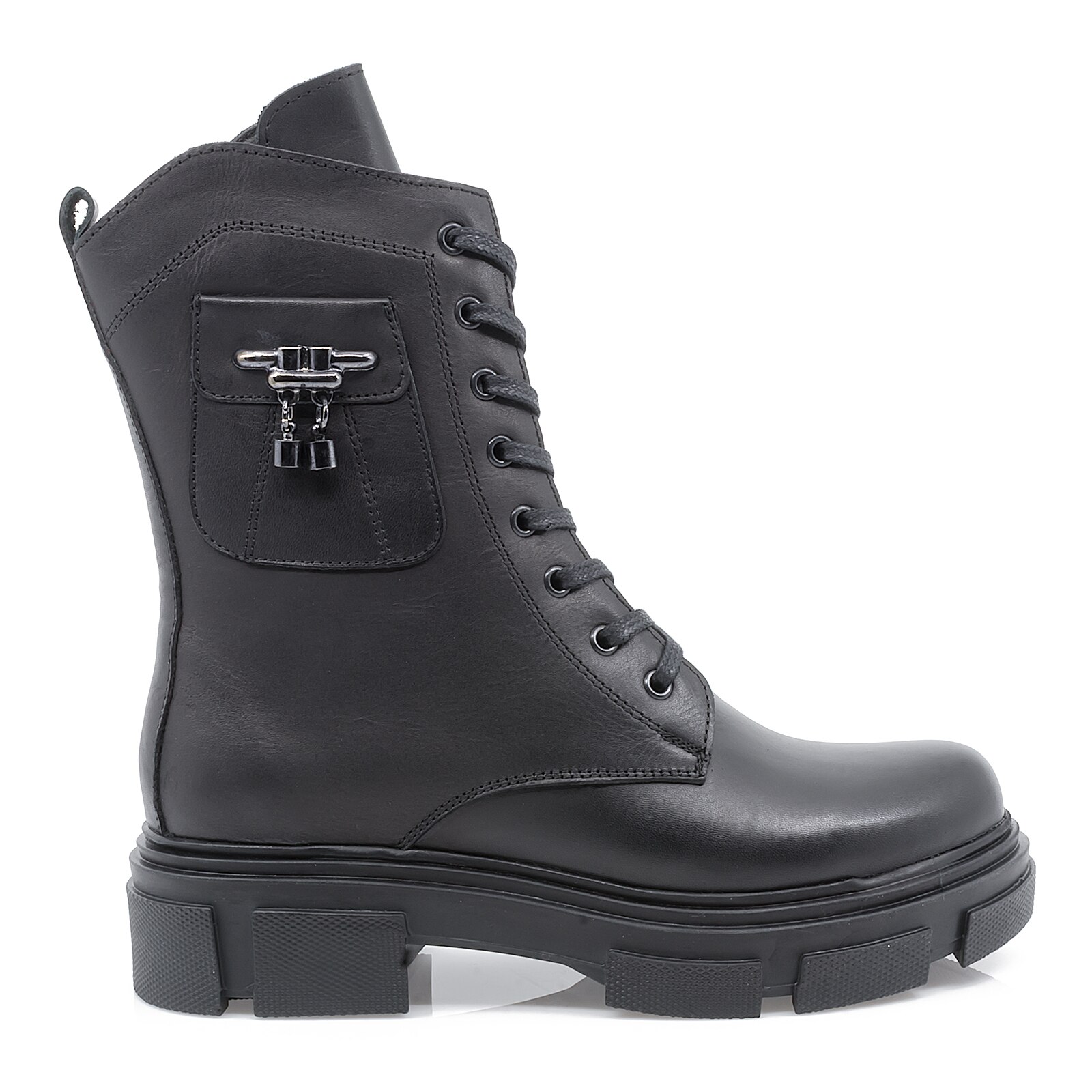 Ghete dama, Caspian, Cas-379, casual, piele naturala, Negru