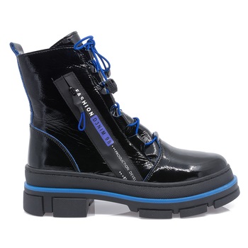 Ghete dama, Caspian, Cas-315, casual, piele naturala, Negru/Albastru Ghete dama, Caspian, Cas-315, casual, piele naturala, Negru/Albastru