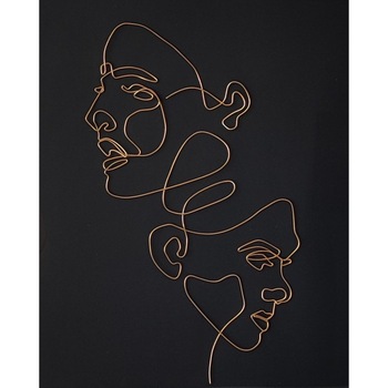 Tablou EL si EA , sculptura in fir continuu auriu 30x40 cm - 2256 Tablou EL si EA , sculptura in fir continuu auriu 30x40 cm - 2256